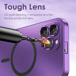 Aluminum Metal Frame Magnetic Case For iPhone/Wireless Charging Glass Lens PC Backboard Cover